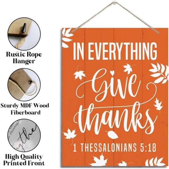 Thanksgiving Decor, Fall Decoration, Rustic Hanging Wood Plaque Sign - Picture 4 of 7